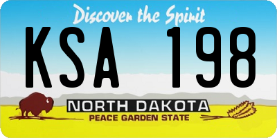 ND license plate KSA198