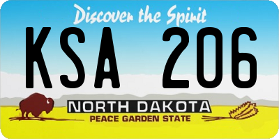 ND license plate KSA206