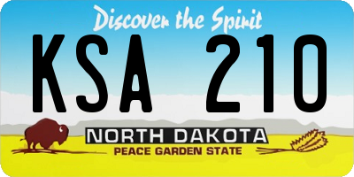 ND license plate KSA210