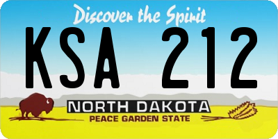 ND license plate KSA212