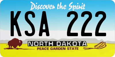 ND license plate KSA222