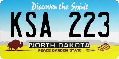 ND license plate KSA223