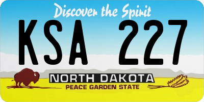 ND license plate KSA227