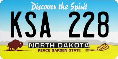ND license plate KSA228