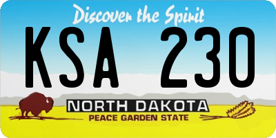ND license plate KSA230