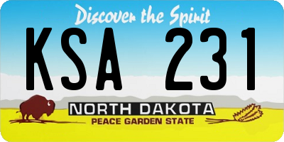 ND license plate KSA231