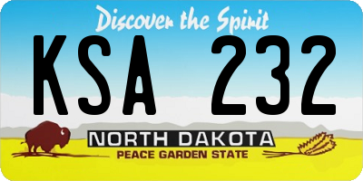 ND license plate KSA232