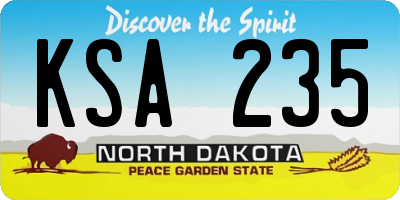 ND license plate KSA235