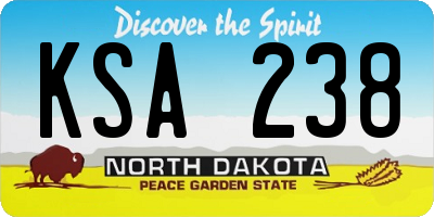 ND license plate KSA238