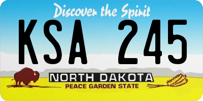 ND license plate KSA245