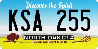 ND license plate KSA255