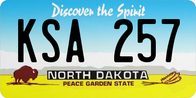 ND license plate KSA257