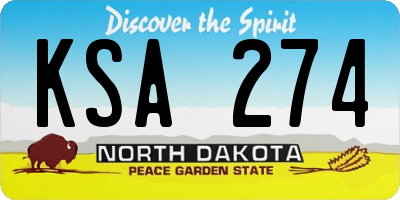 ND license plate KSA274
