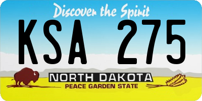 ND license plate KSA275