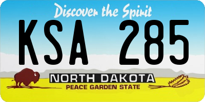 ND license plate KSA285