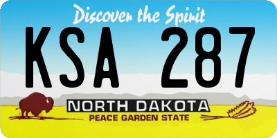 ND license plate KSA287
