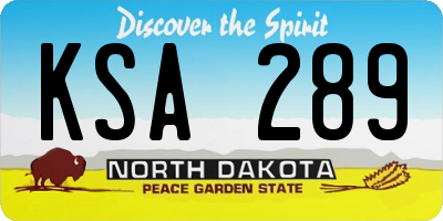 ND license plate KSA289
