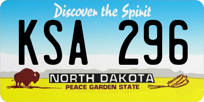 ND license plate KSA296