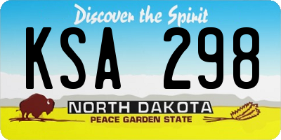 ND license plate KSA298