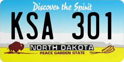 ND license plate KSA301