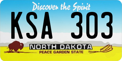 ND license plate KSA303