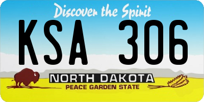 ND license plate KSA306