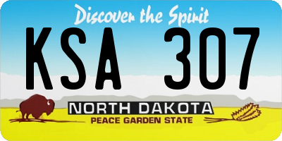 ND license plate KSA307