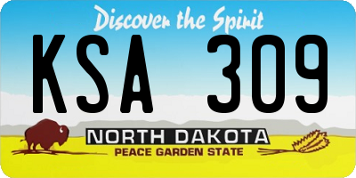 ND license plate KSA309