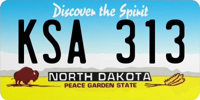 ND license plate KSA313