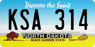ND license plate KSA314