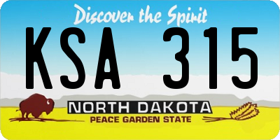 ND license plate KSA315