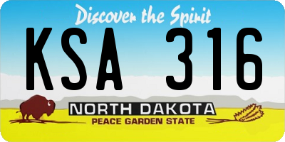 ND license plate KSA316
