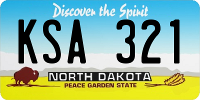 ND license plate KSA321