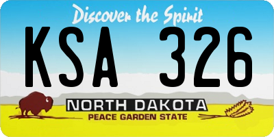 ND license plate KSA326