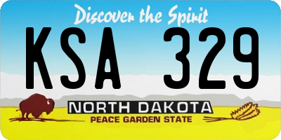 ND license plate KSA329