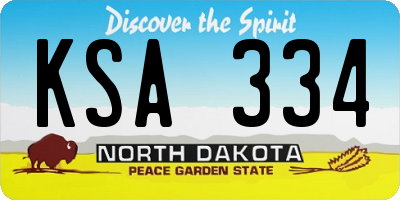 ND license plate KSA334