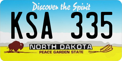 ND license plate KSA335