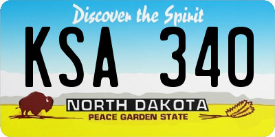 ND license plate KSA340