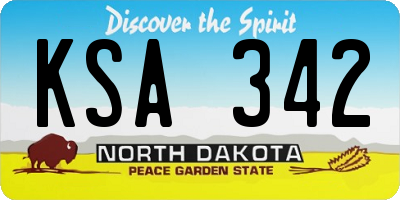ND license plate KSA342