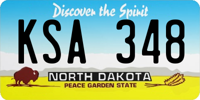 ND license plate KSA348