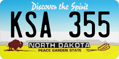 ND license plate KSA355
