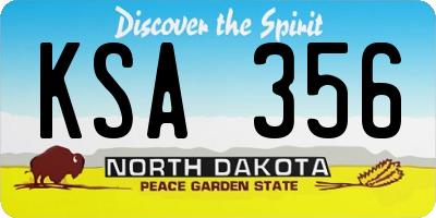 ND license plate KSA356