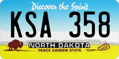 ND license plate KSA358