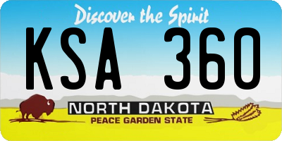 ND license plate KSA360