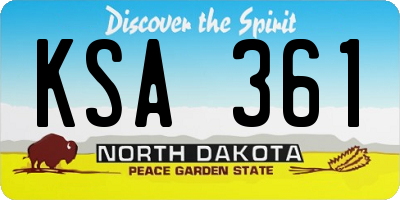 ND license plate KSA361