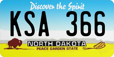 ND license plate KSA366