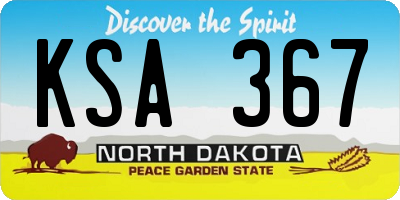 ND license plate KSA367