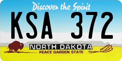 ND license plate KSA372