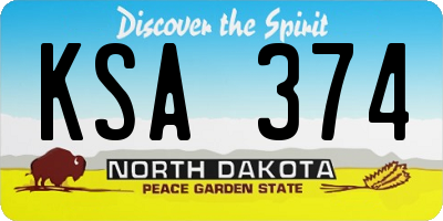 ND license plate KSA374