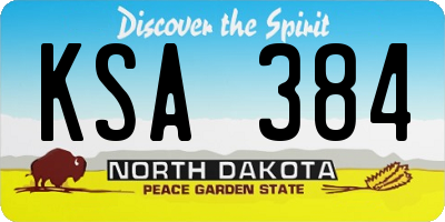 ND license plate KSA384